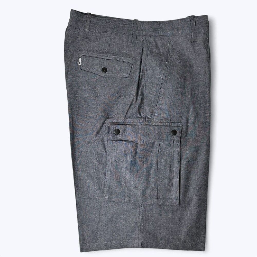 Levis Cargo Shorts Mens Sz‎ 36 Blue Gray 100% Cotton Snap Pockets Casual Read